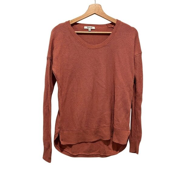 Madewell Dark Orange Long Sleeves Waffle knit Pullover Sweater Women's Size XS - Picture 1 of 9